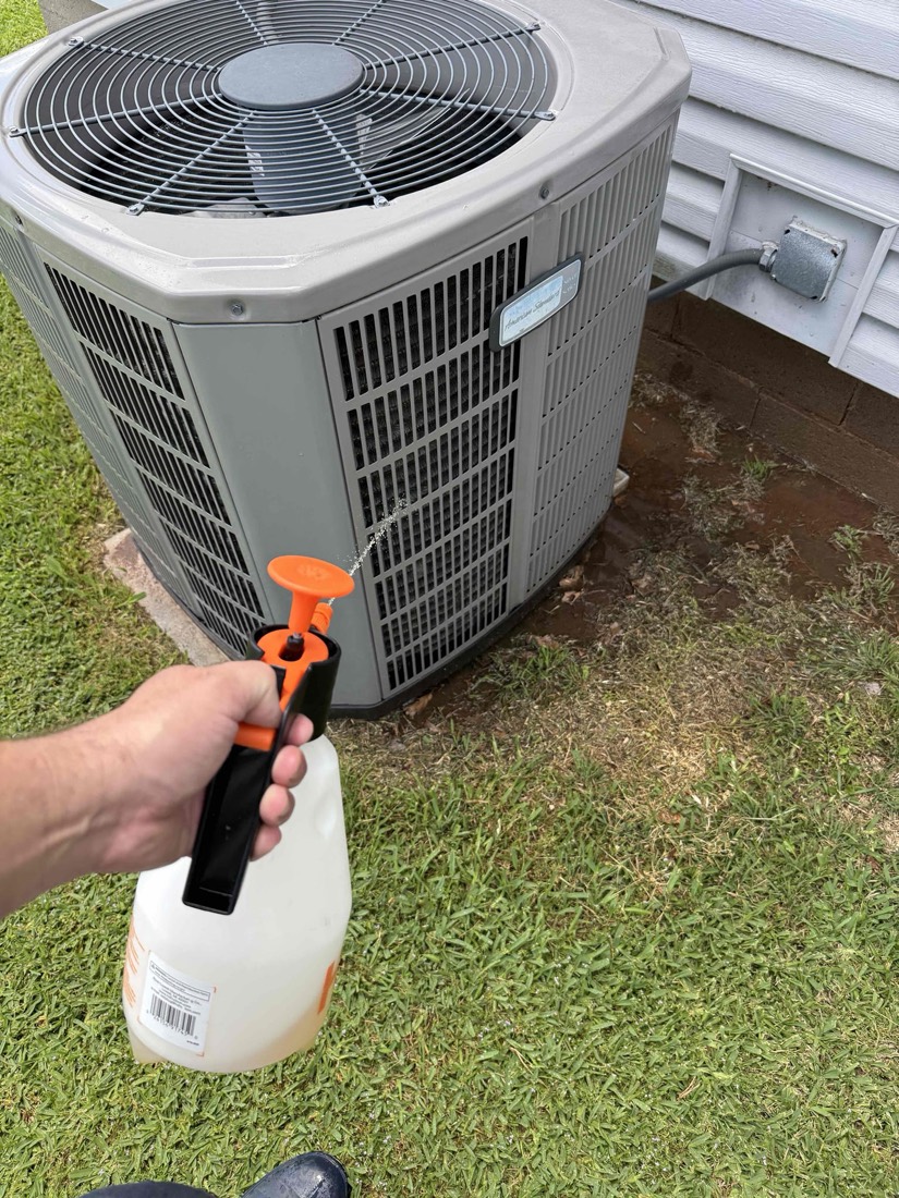 AC condenser unit with clean exterior appearance
