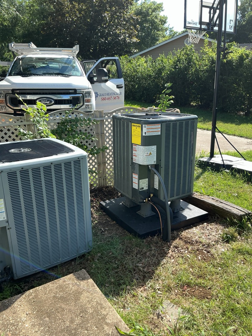 Two outdoor AC condenser units installed side by side