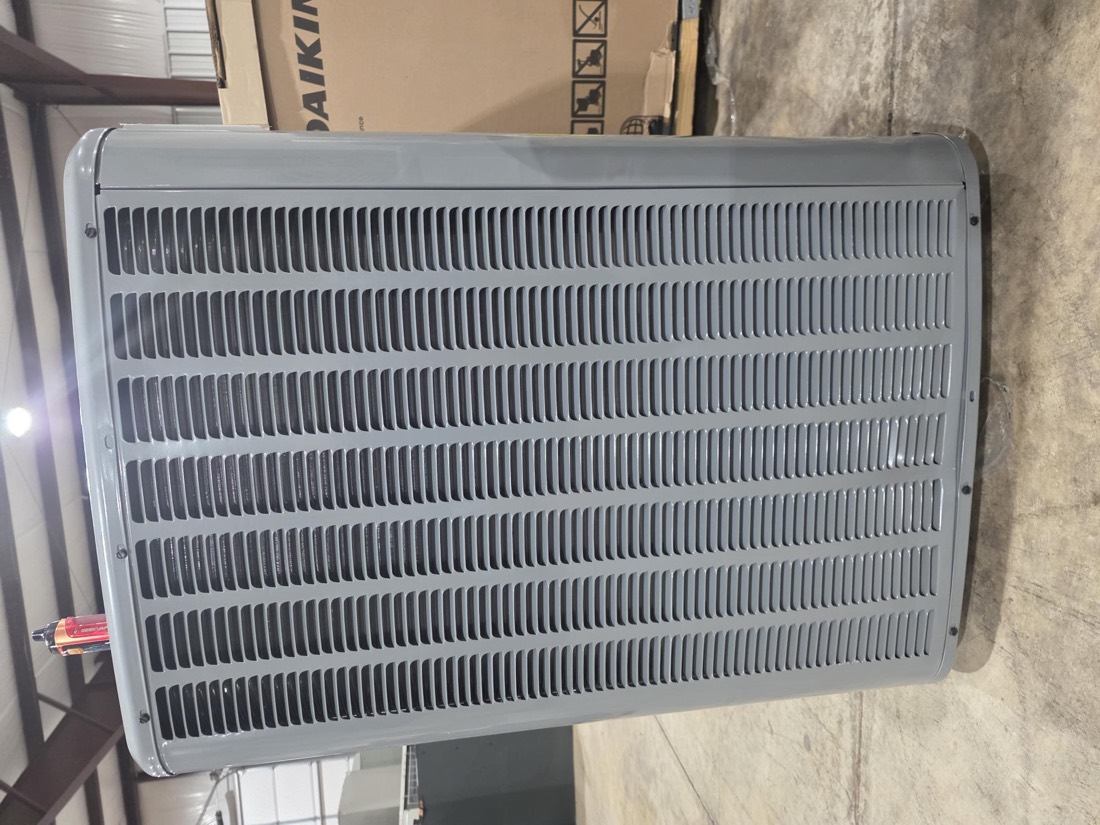 Daikin air conditioning condenser unit ready for operation