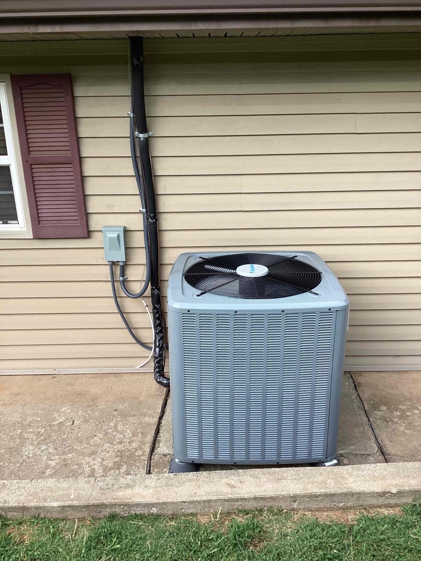 Complete AC unit with installed lines and outdoor wiring
