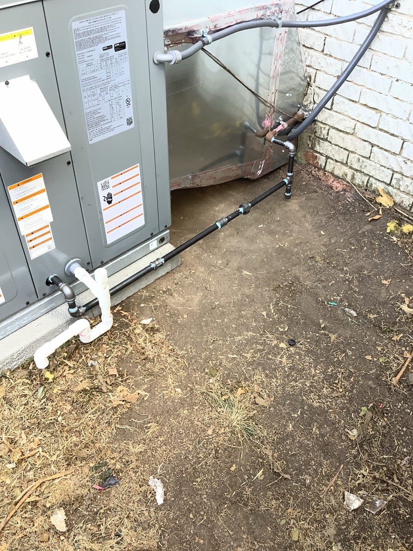 New HVAC furnace and condensing unit with refrigerant line connections