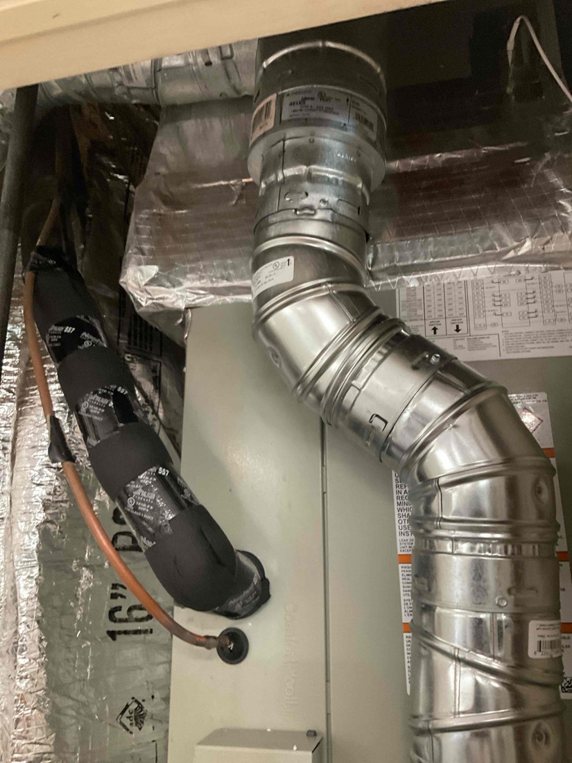 Ductwork and metal fittings in HVAC installation