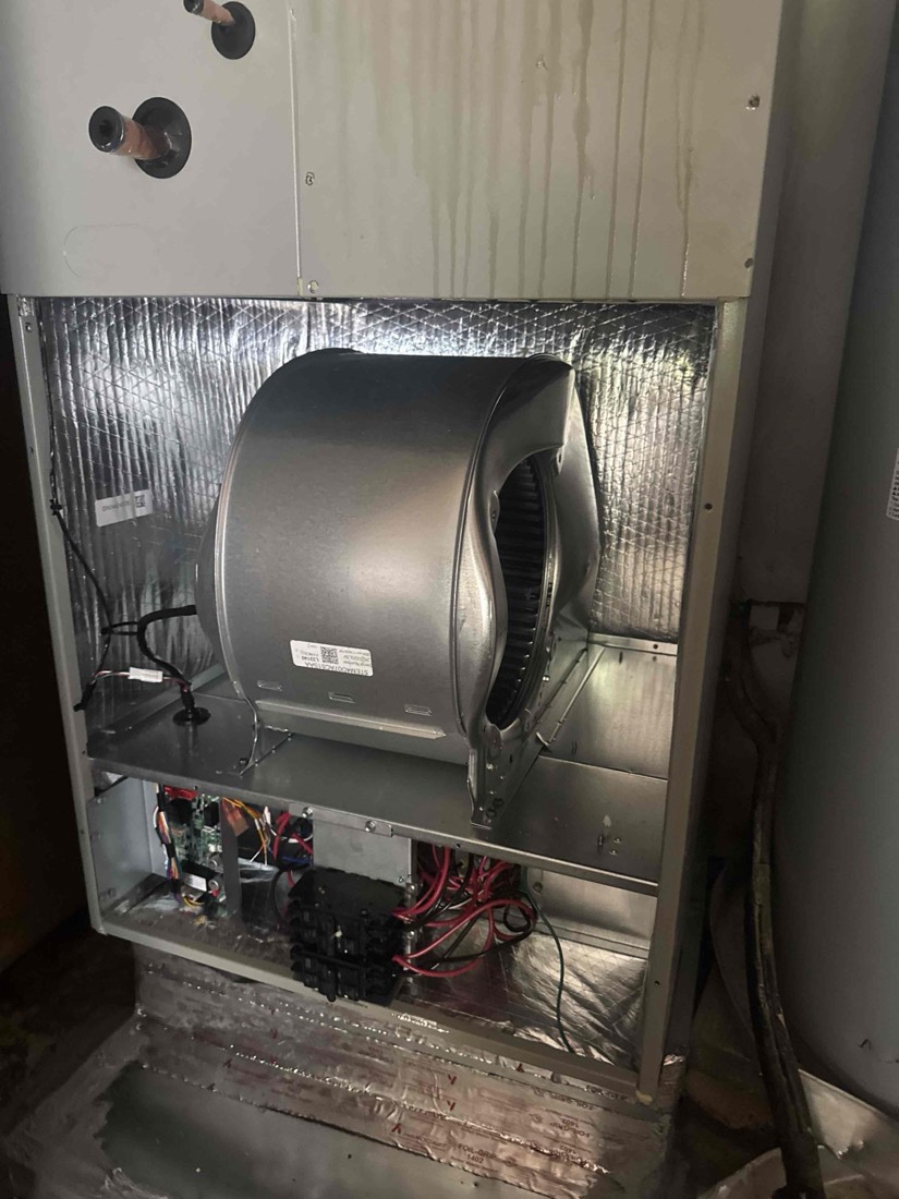 Professional HVAC blower wheel mounted inside furnace unit