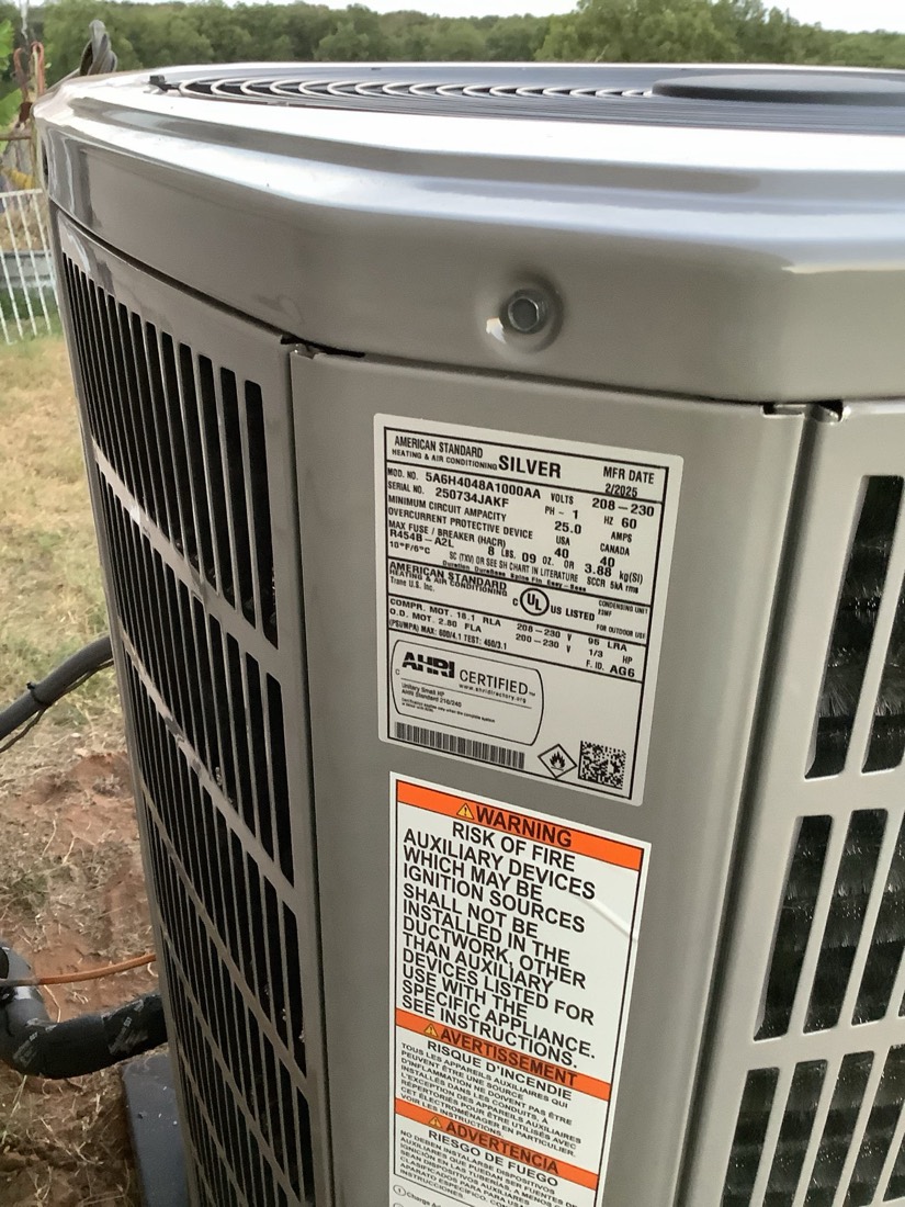 New air conditioning condenser unit installed outside home