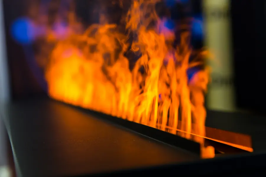 Flame line from gas fireplace closeup