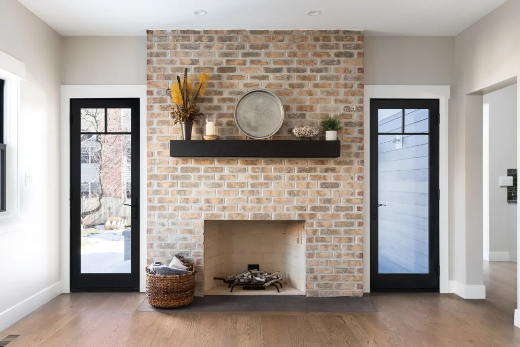 Modern living room with fireplace In Oklahoma City, OK