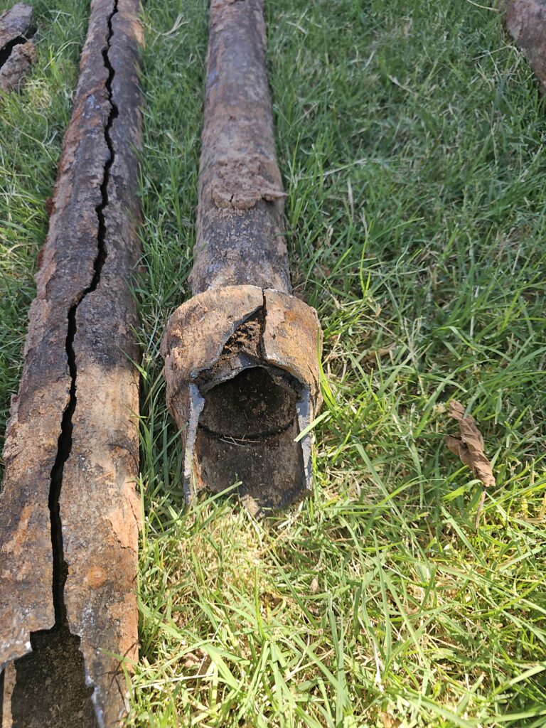 Rotted Cast Iron Sewer Pipe