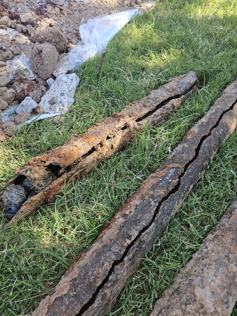 Rotted Cast Iron Sewer Pipe